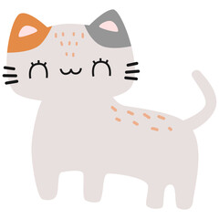 Handdrawn Cute Happy Cartoon Cat Illustration