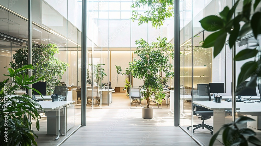 Canvas Prints Modern Office Space Filled with Indoor Plants