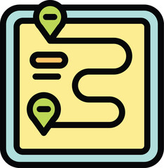 Gps app is displaying a route with location pins on the screen