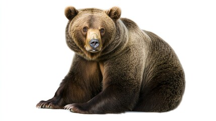 Fototapeta premium A detailed and realistic illustration of a brown bear sitting, showcasing its thick fur and strong physique.