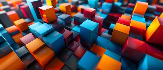 Fototapeta premium Exploring abstract dimensions a vibrant array of colorful cubes in a 3d space representing innovation and creativity