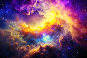 Fototapeta premium Purple gas nebulae in space and sparkling stars