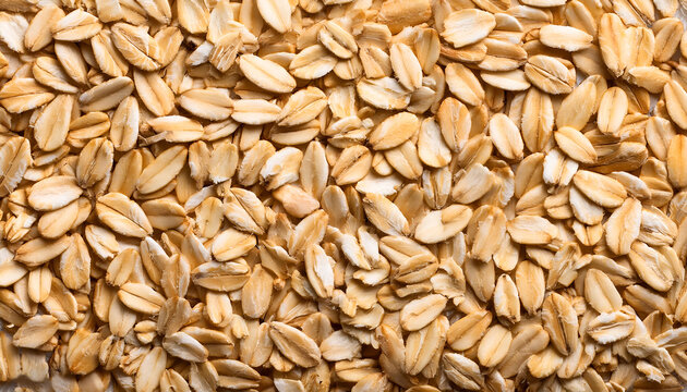 A detailed close-up image of uncooked oat flakes, ideal for nutritious breakfast ideas or natural food backgrounds. Perfect for promoting healthy eating and organic products. Texture, background