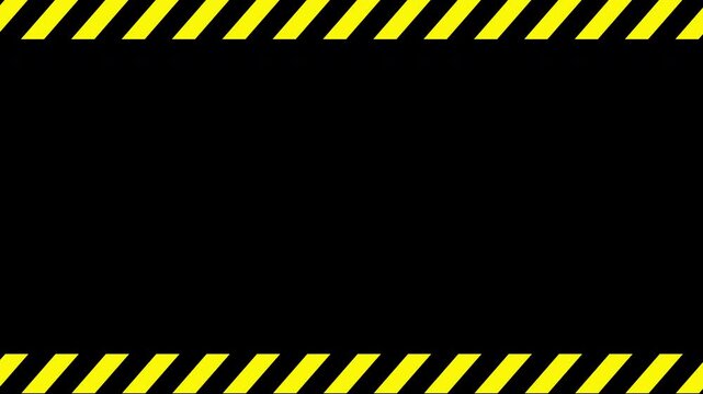 Scrolling Hazard Tape lines markings seamless video animation border with transparent centre [4K]