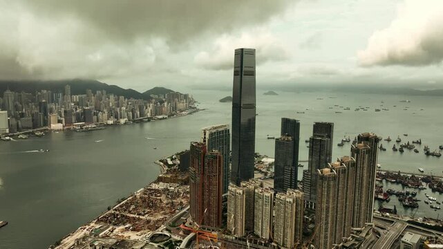 Hongkong urban city skyline with skyscraper in China, Asia.