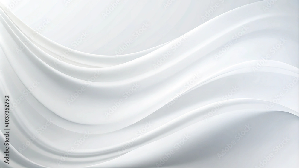 Aufkleber 3D white geometric abstract background overlap layer on bright space with waves decoration. Abstract white and light gray wave modern soft luxury texture with smooth and clean vector subtle background