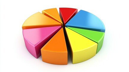 Fototapeta premium Colorful Pie Chart on White Background