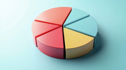 Colorful Pie Chart on Blue Background for Data Analysis
