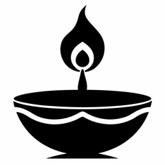 Diwali lamp silhouette vector style with white background