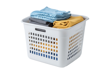 white laundry basket isolated on a white transparent background