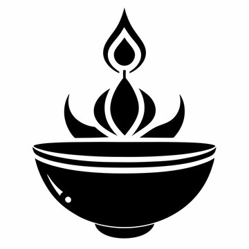 recommend clip art: Diwali lamp silhouette vector style with white background