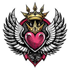 Heart with Wings and crown tattoo Valentine's Day card