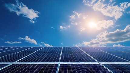 Bright Solar Panels Under Clear Blue Sky