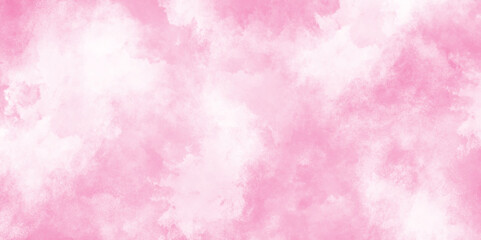 fresh and blurry pink cloud sky on art graphics, creative colorful modern pink paper, Soft and cloudy watercolor stain of pink paint texture, brush painted watercolor abstract painting background.