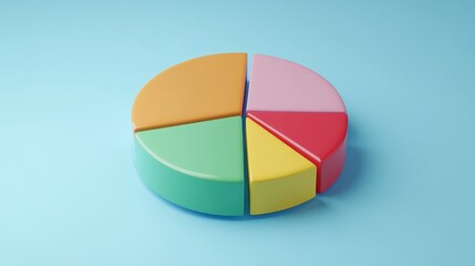 Fototapeta premium Colorful Pie Chart on Blue Background for Business Use