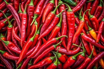 Red Chili Peppers Texture Close-Up for Culinary Inspiration and Food Photography