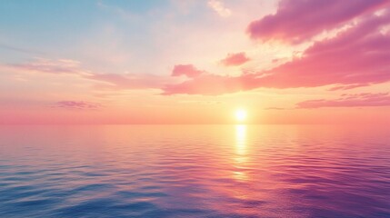 Serene Sunset Over Calm Ocean Waters