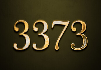 Old gold effect of 3373 number with 3D glossy style Mockup.