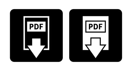 biała ikona pobierania plik&oacute;w PDF na czarnym tle