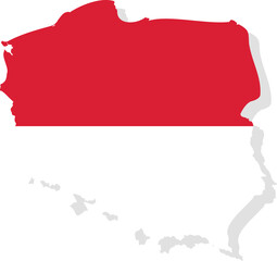 Poland map with in flag