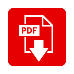 biała ikona pobierania plik&oacute;w PDF na czerwonym tle