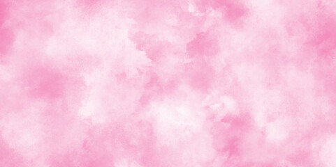 pink cloud sky on art graphics with stains, Soft Pink grunge watercolor paper texture, Romantic Pastel Pink Watercolor Background, pink smoke background with white clouds.
