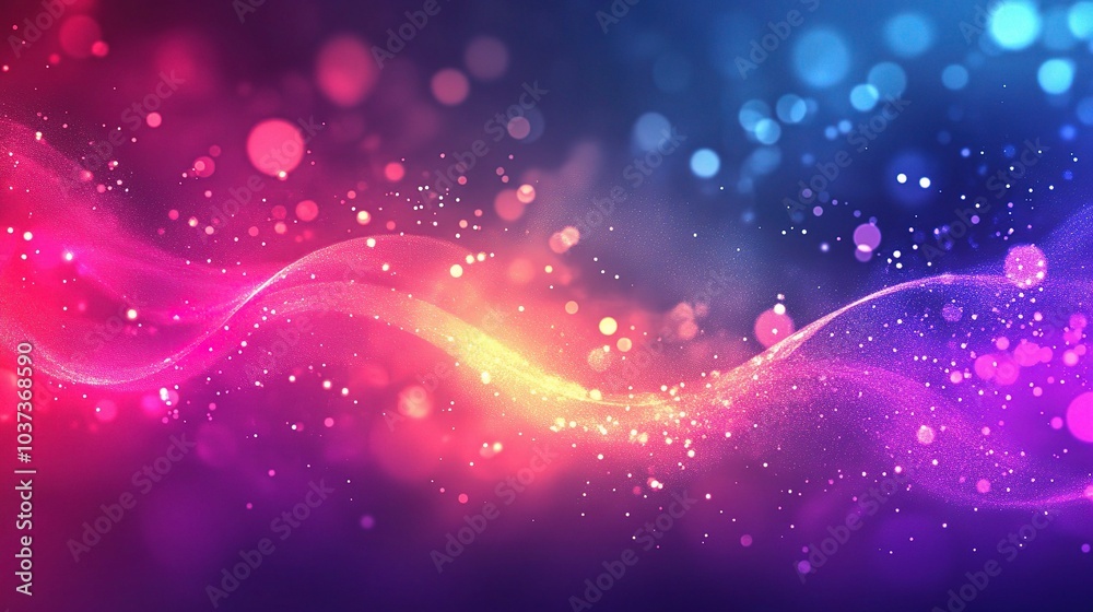 Sticker Colorful Bokeh Background with Abstract Waves