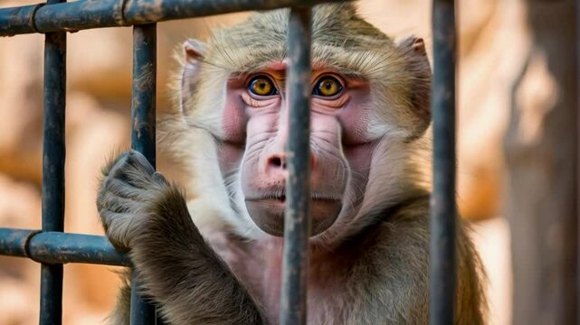 close up portrait of a baboon