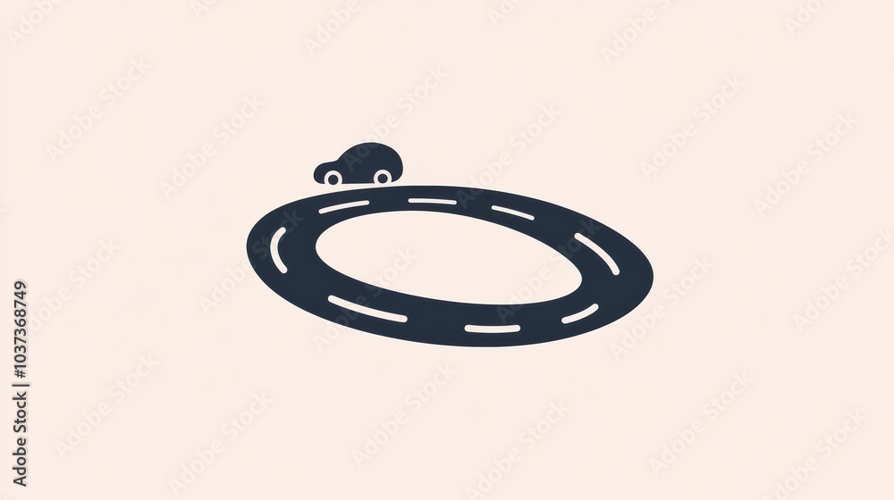 Aufkleber a small, minimalist car drives along a curving road, showcasing a simplistic yet effective design of