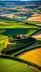 Naklejka premium Aerial View of Val d'Orcia and Crete Senesi