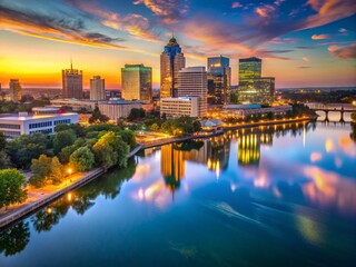 Obraz premium Sacramento City Skyline Long Exposure Landscape for Stunning Visuals and Branding Opportunities