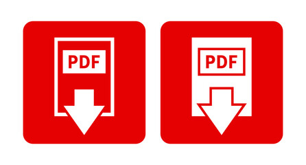 biała ikona pobierania plików PDF na czerwonym tle