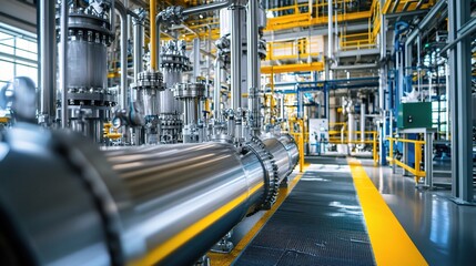 Fototapeta premium Industrial Pipeline in Modern Manufacturing Facility