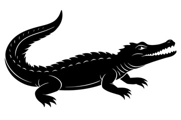 crocodile either swimming silhouette vector