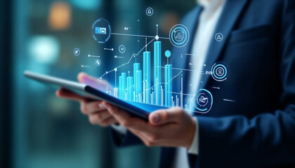 Futuristic Data Analytics and Business Growth Visualization