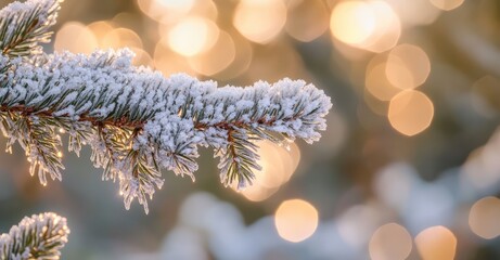 Rime-Covered Fir Branches. AI generated illustration.