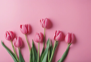 Paper cut Eight made of pink background and tulips on white background