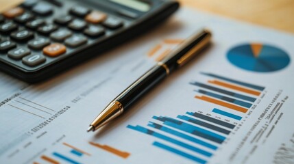 Obraz premium Financial Analysis with Calculator and Charts