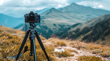 A tripod and camera are ready for an outlook