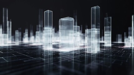 Futuristic Cityscape with Transparent Structures