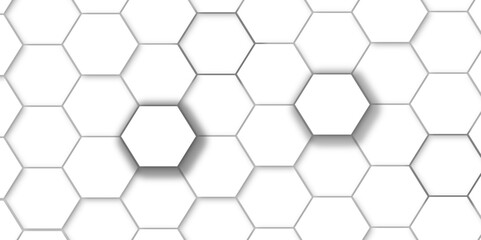 Minimal vector white hexagon honeycomb texture. Hexagonal shape structure light seamless geometric background. Surface polygon pattern with glowing hexagon paper texture and futuristic .