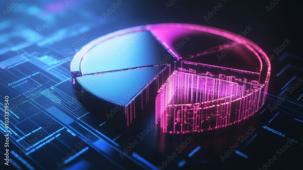 Poster futuristic data visualization with pie chart elements