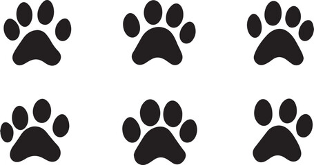Foot Marks vector Illustrations, Set of  paw prints silhouettes illustration isolated on a white  background