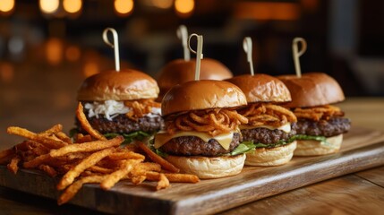 A mouthwatering burger slider platter with options like beef, turkey, and veggie patties