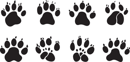 Obraz premium Paw Icon. Paws Icons. Dog, bear, and cat paw prints collection, vector Illustration.