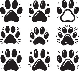 Fototapeta premium Paw Icon. Paws Icons. Dog, bear, and cat paw prints collection, vector Illustration.