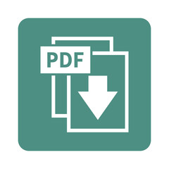 biała ikona pobierania plików PDF na zielonym tle