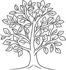 Simple Tree Silhouette Illustration, Tree silhouette on white background.