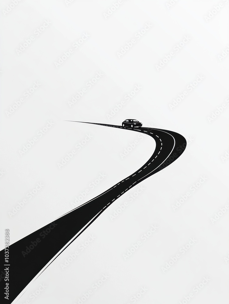 Aufkleber a sleek car navigates a curving road, evoking feelings of exploration and joy in an uncluttered envi