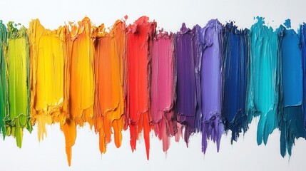 paint strokes Abstract background with colorful cascading brush strokes in muted rainbow hues